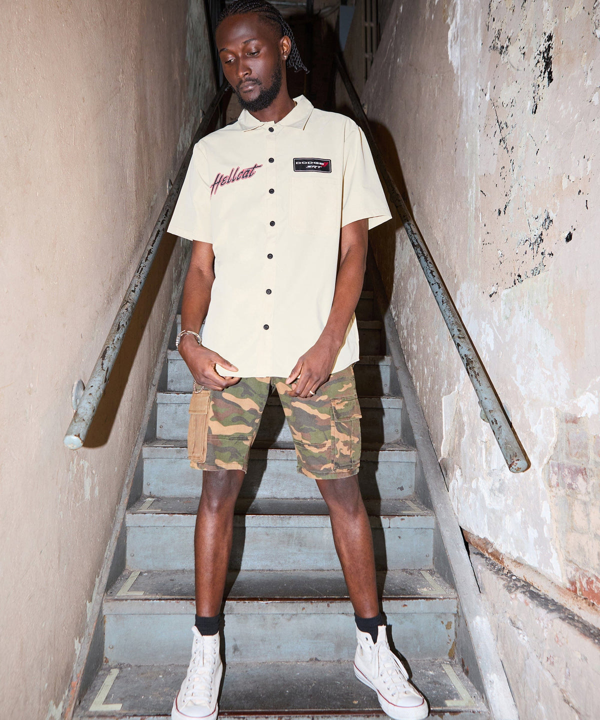Reason Clothing Value Dodge Hellcat Mechanics Button Down Shirt - Khaki