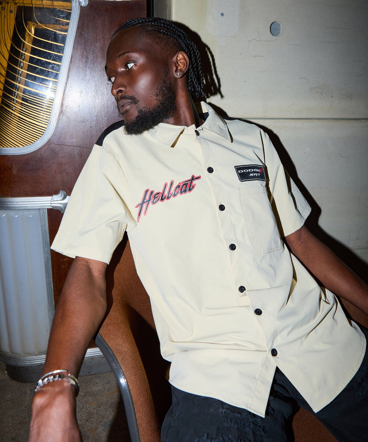 Reason Clothing Value Dodge Hellcat Mechanics Button Down Shirt - Khaki