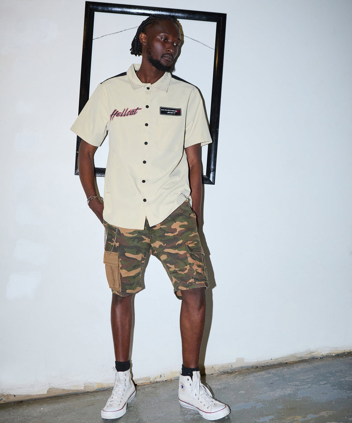 Reason Clothing Value Dodge Hellcat Mechanics Button Down Shirt - Khaki