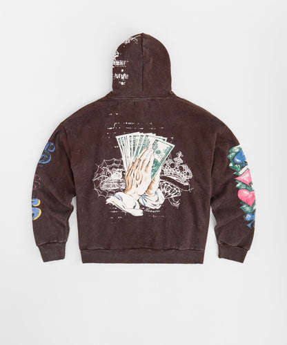 Reason Clothing Best Price Blessed Washed Hoodie - Brown