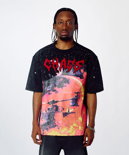 Reason Clothing Featured Chaos Chenille Patched Short Sleeve Tee - Black