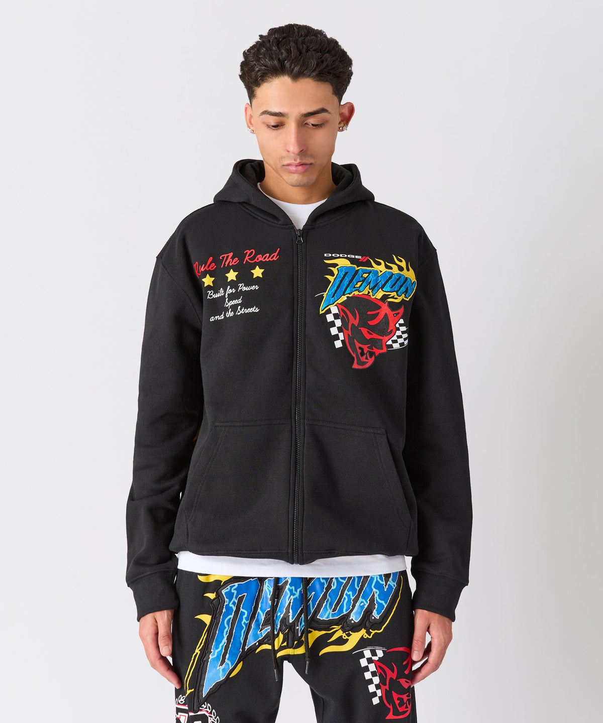 Reason Clothing Trending Dodge Demon Full Zip Hoodie - Black