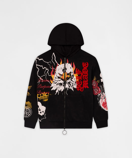 Reason Clothing Smart Buy First Class Chenille Full Zip Hoodie - Black