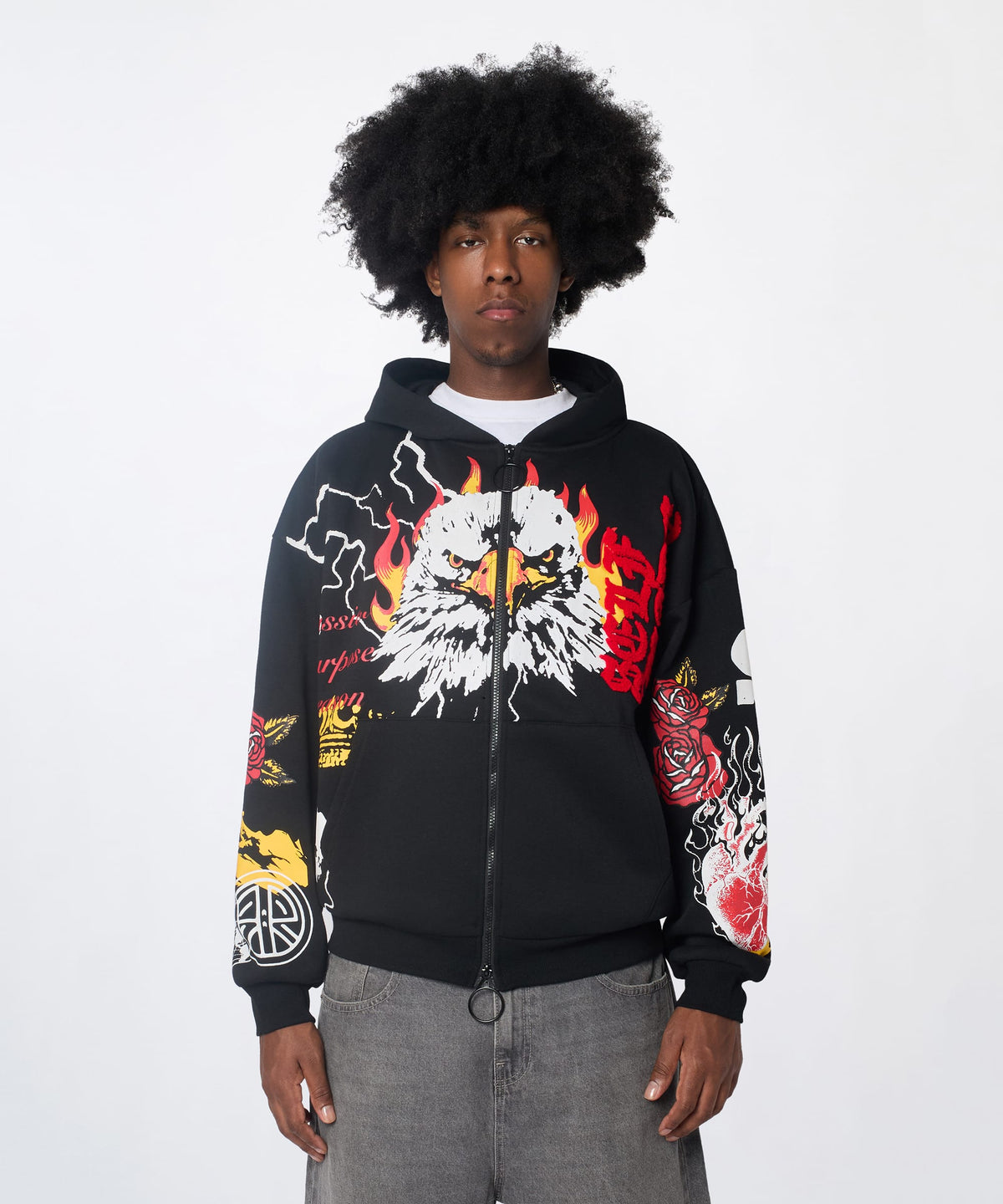 Reason Clothing Smart Buy First Class Chenille Full Zip Hoodie - Black