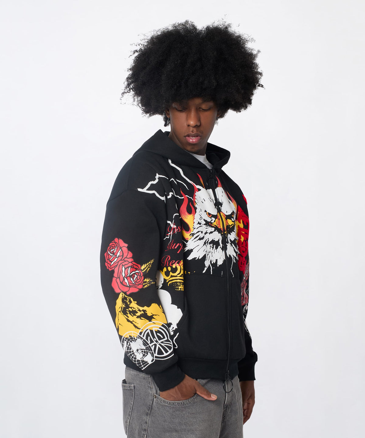Reason Clothing Smart Buy First Class Chenille Full Zip Hoodie - Black