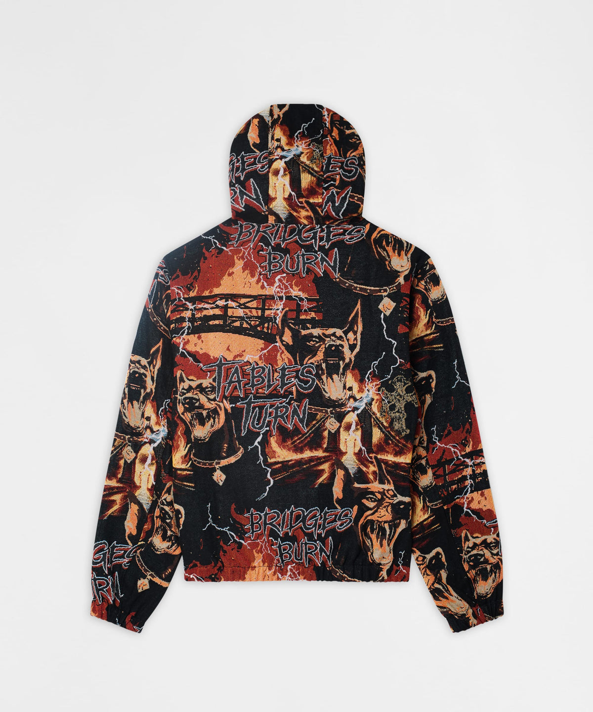 Reason Clothing Hot Sale Bridges Burn Tapestry Jacket - Black