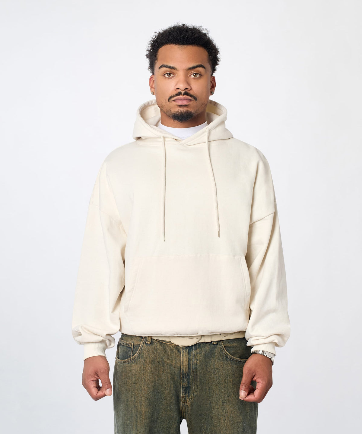 Reason Clothing Featured Essential Pull Over Boxy Fit Hoodie - Cream