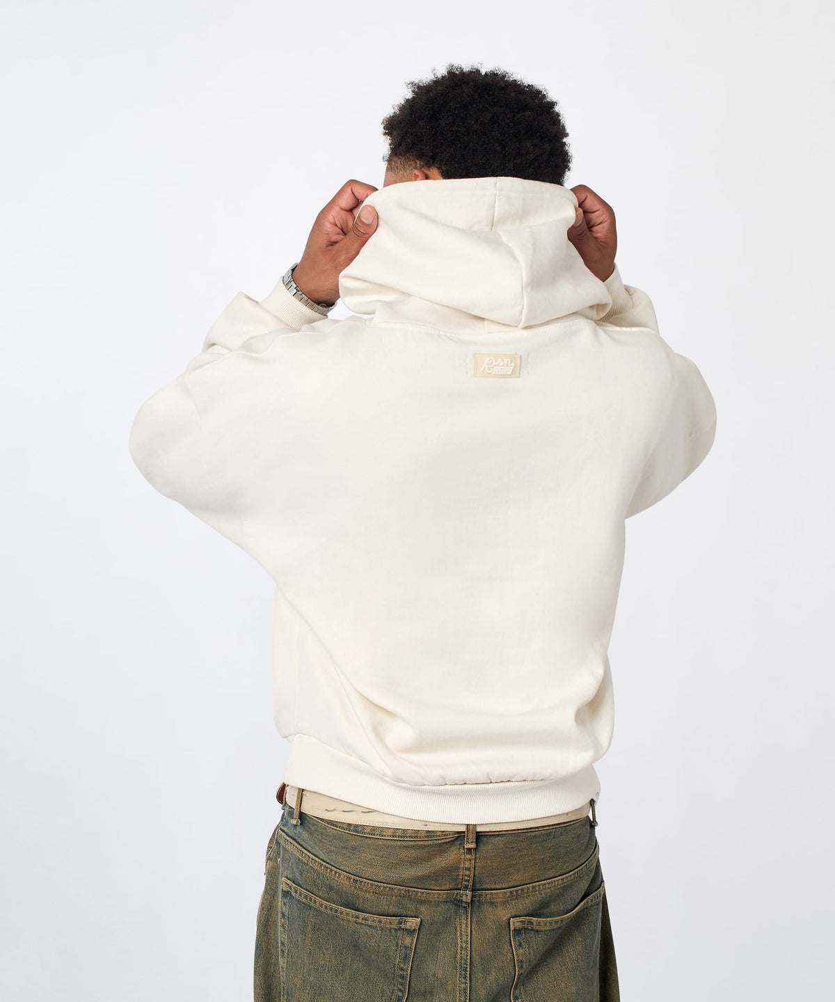 Reason Clothing Featured Essential Pull Over Boxy Fit Hoodie - Cream