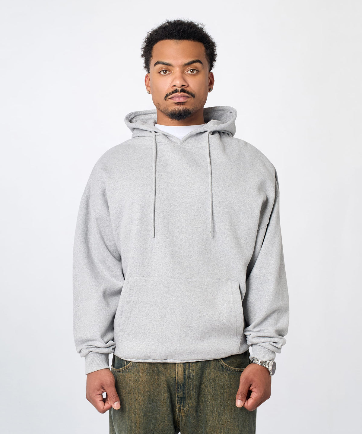 Reason Clothing Great Value Essential Pull Over Boxy Fit Hoodie - Heather Grey
