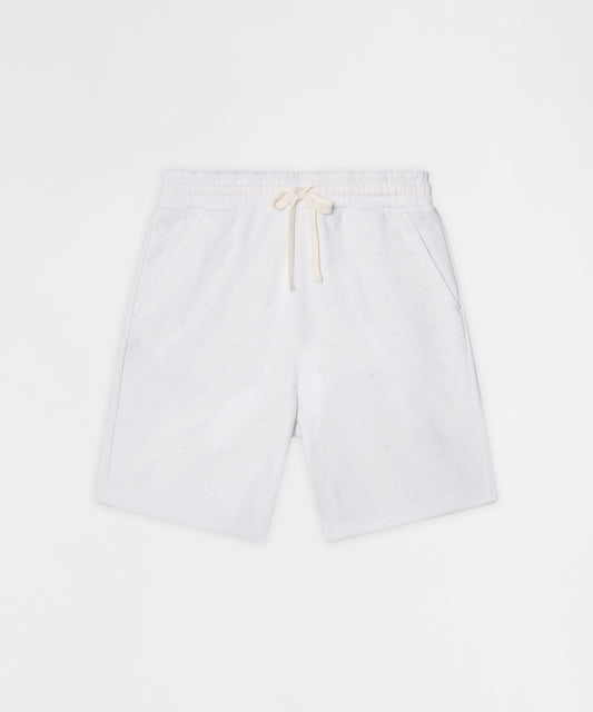 Reason Clothing Classic Washed Rhinestone Short - White