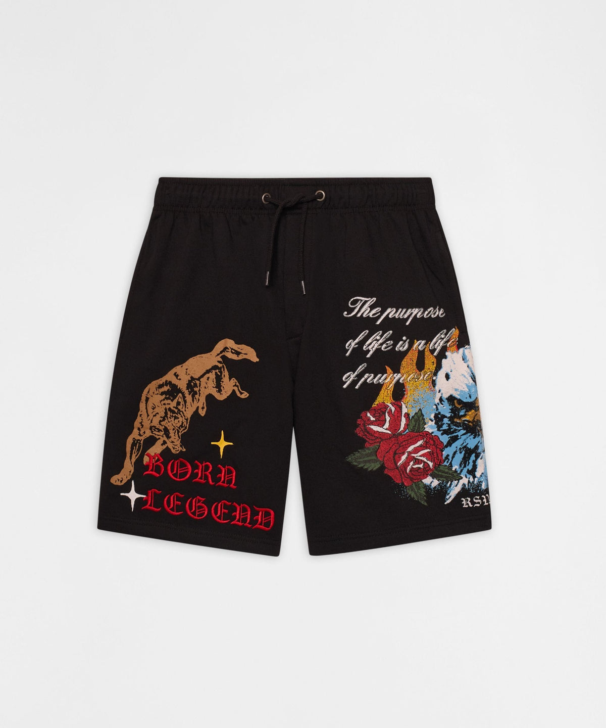 Reason Clothing Best Price First Class Embroidered Fleece Short - Black