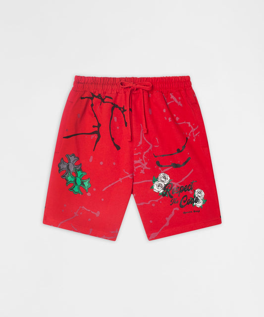 Reason Clothing Signature Painted Fleece Short - Red