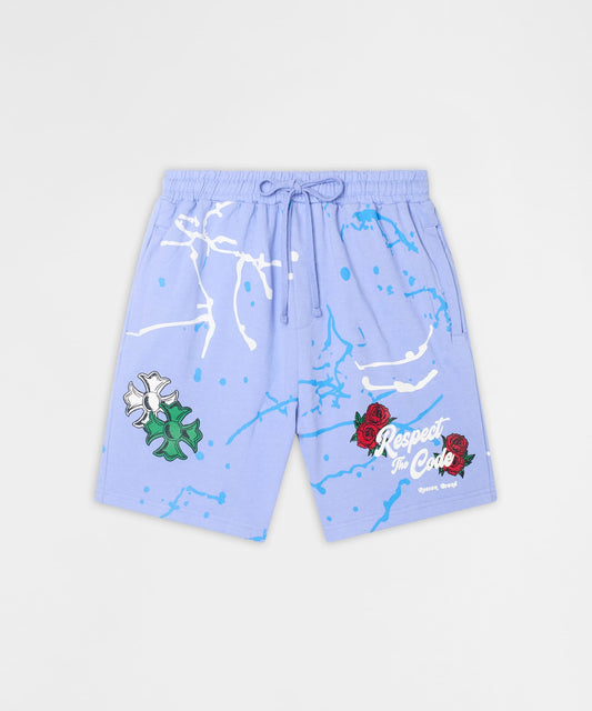 Reason Clothing Deals Painted Fleece Short - Blue