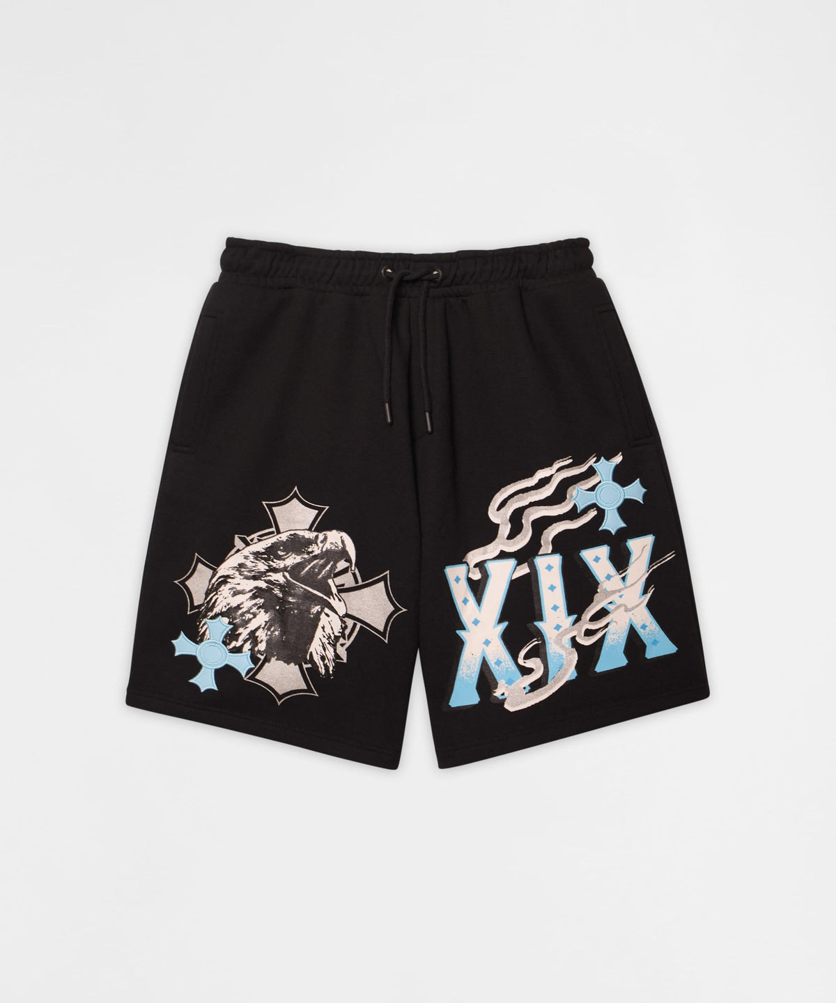 Reason Clothing Essential Crosses Embroidered Fleece Short - Black
