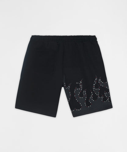 Reason Clothing Best Seller Built In Fire Rhinestone Shorts - Black
