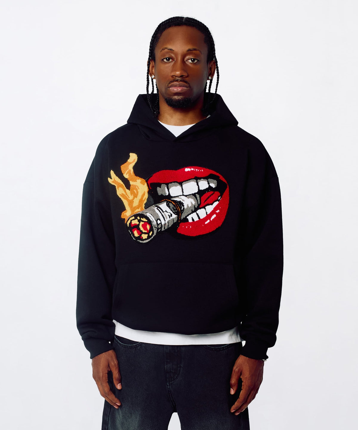 Reason Clothing Discount Smoking Money Chenille Hoodie - Black