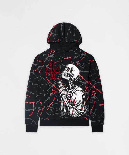Reason Clothing Everyday Lord Forgive Me Chenille Hoodie - Black