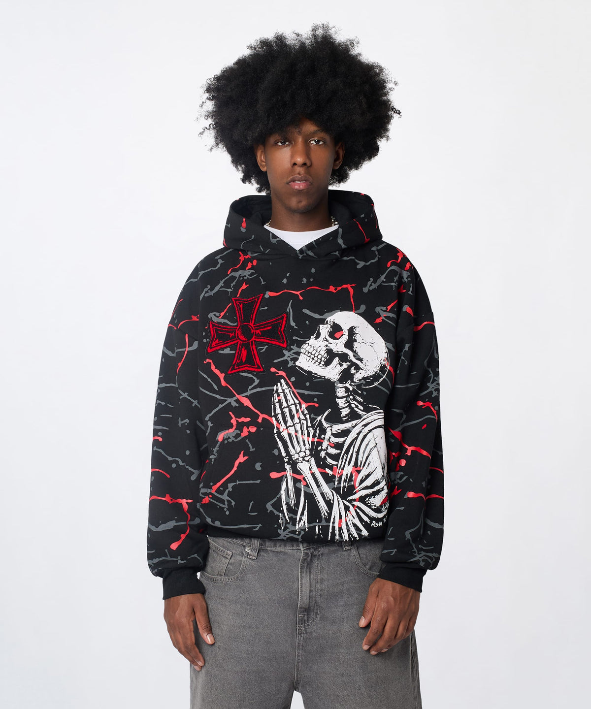 Reason Clothing Everyday Lord Forgive Me Chenille Hoodie - Black