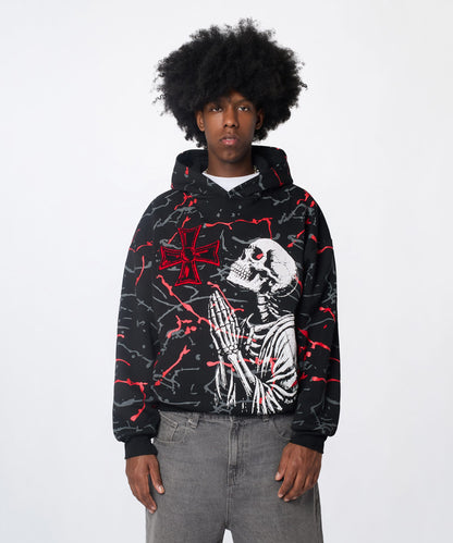 Reason Clothing Everyday Lord Forgive Me Chenille Hoodie - Black