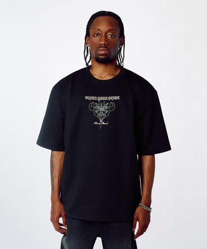 Reason Clothing Essential No Risk Interlock Embroidered Short Sleeve Tee - Black