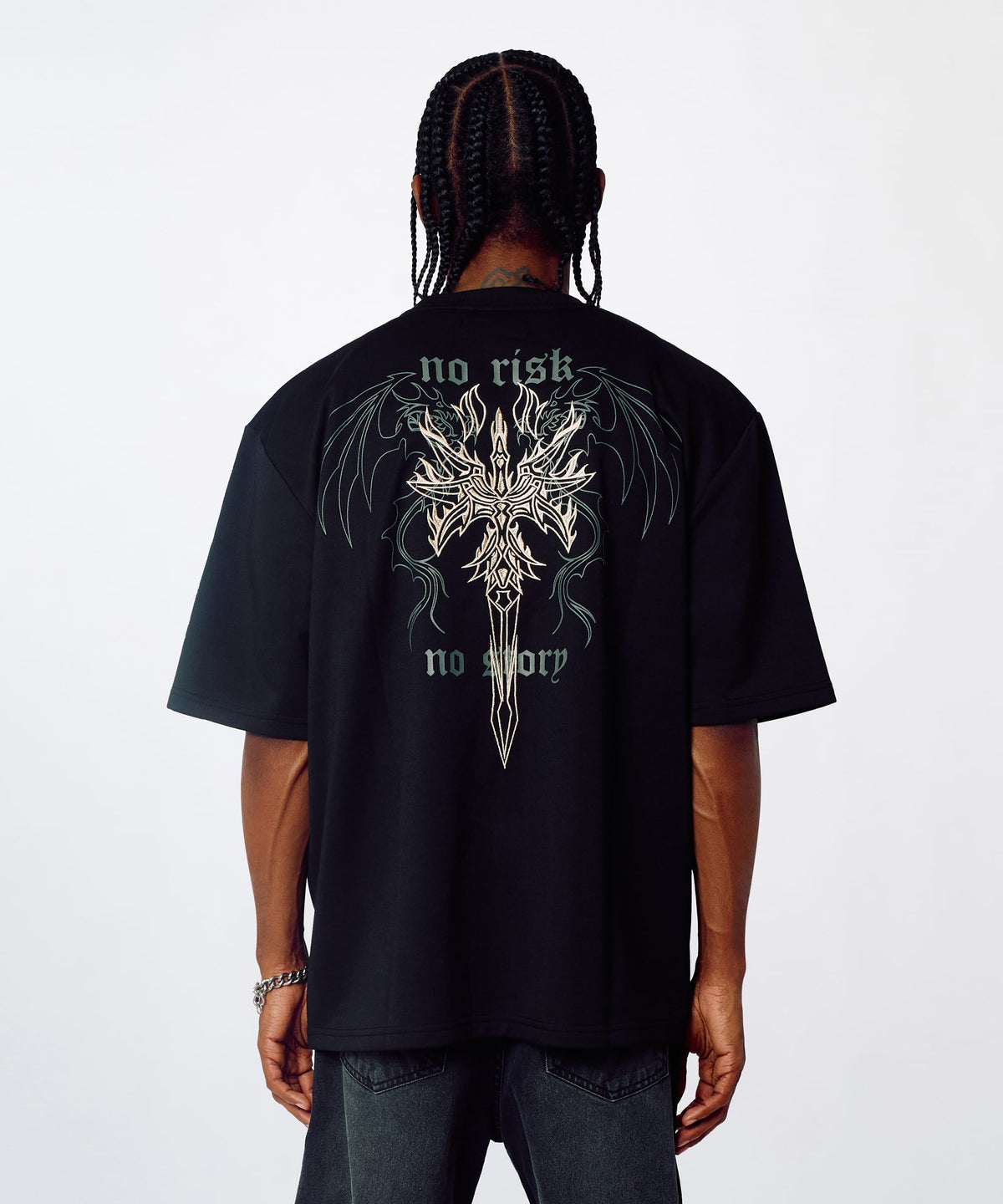 Reason Clothing Essential No Risk Interlock Embroidered Short Sleeve Tee - Black