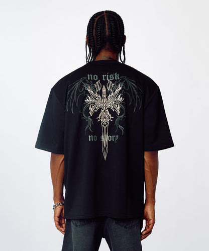 Reason Clothing Essential No Risk Interlock Embroidered Short Sleeve Tee - Black