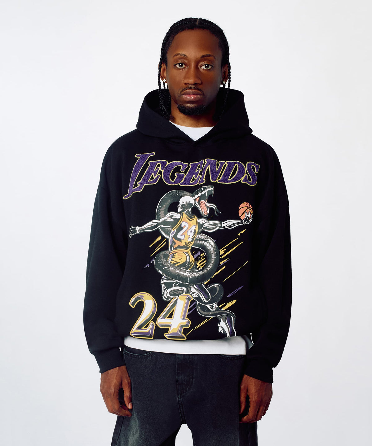 Reason Clothing Trending Legends Chenille Patched Hoodie - Black