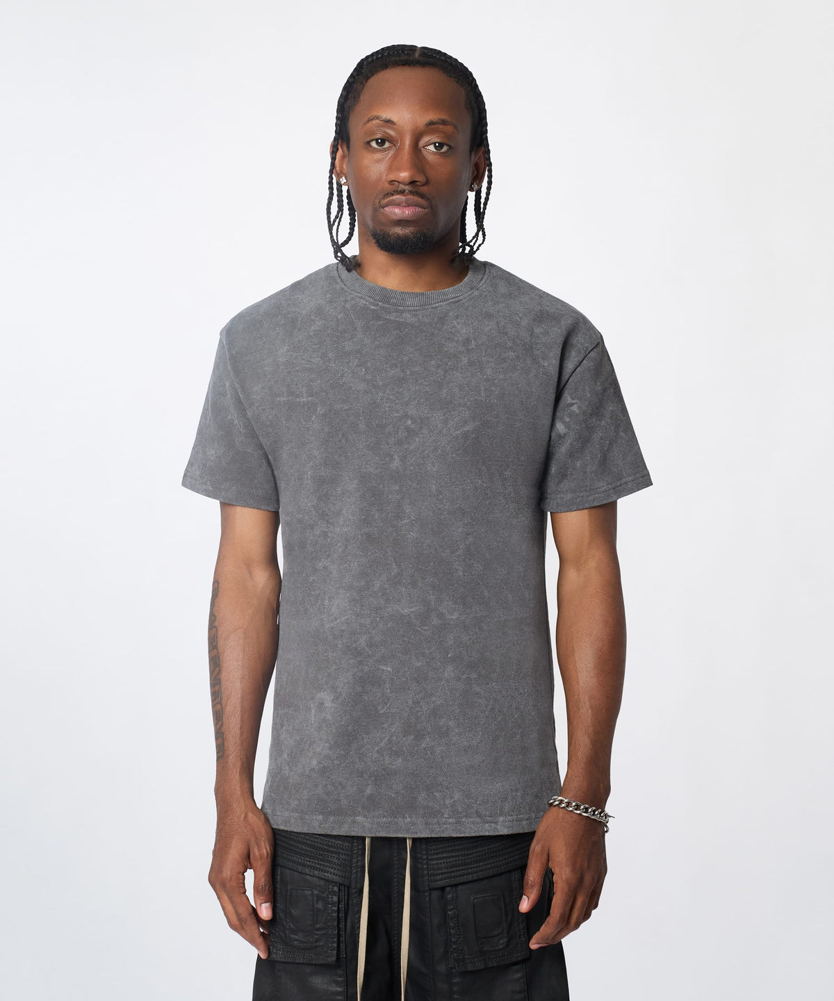 Reason Clothing Discount Washed Essentials Classic Short Sleeve Tee - Dark Grey