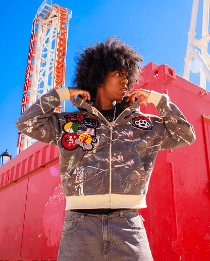 Reason Clothing Popular Recon Patch Camo Zip Hoodie