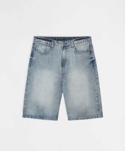 Reason Clothing Popular Baggy Denim Short - Light Blue