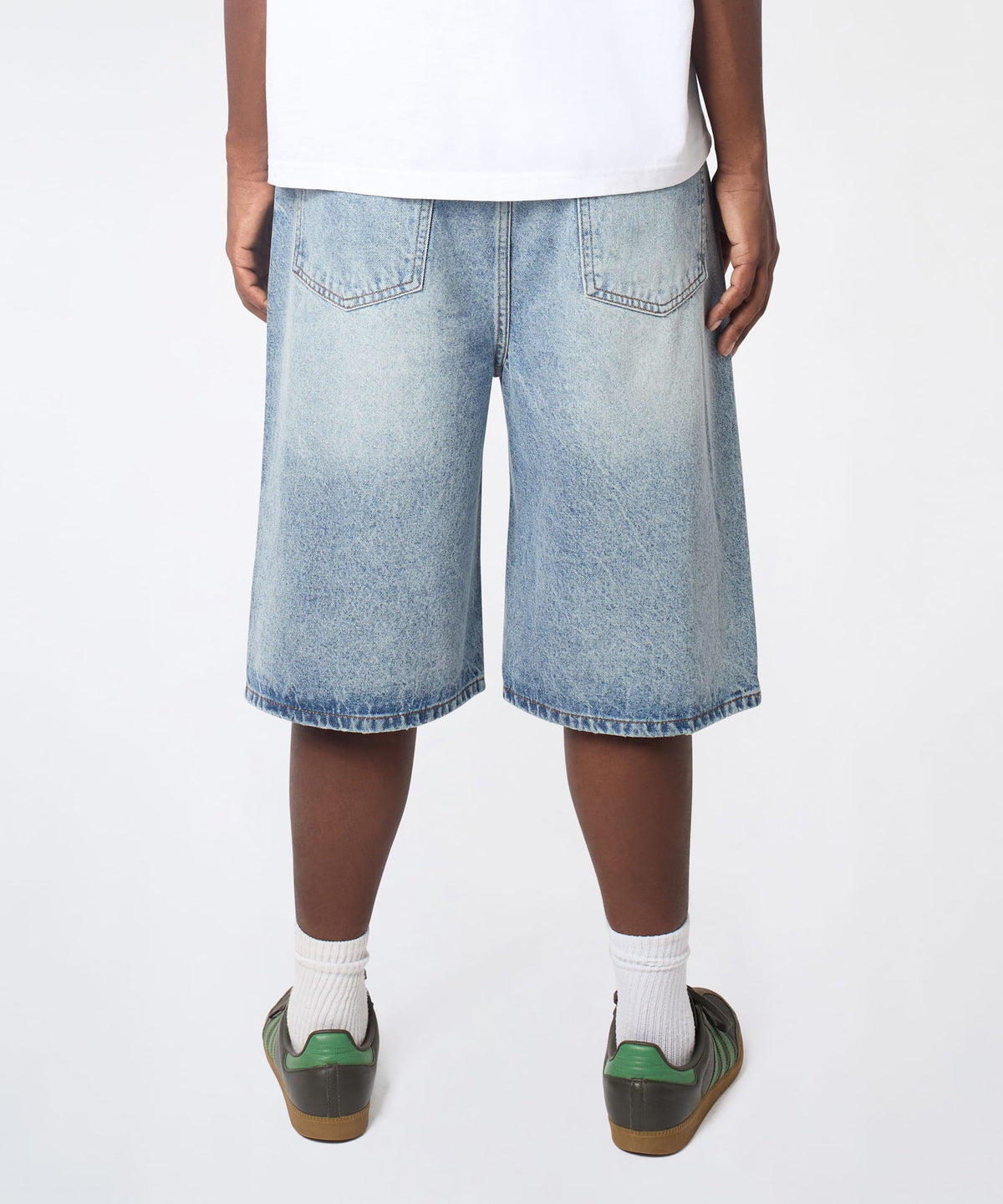 Reason Clothing Popular Baggy Denim Short - Light Blue