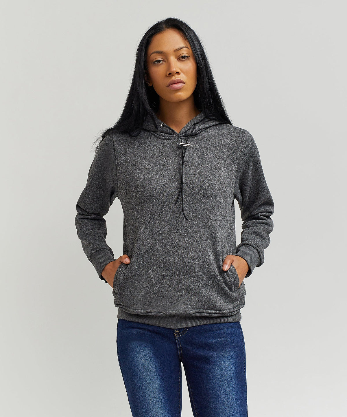 Reason Clothing Popular Wooster Women's Long Sleeve Hoodie - Grey