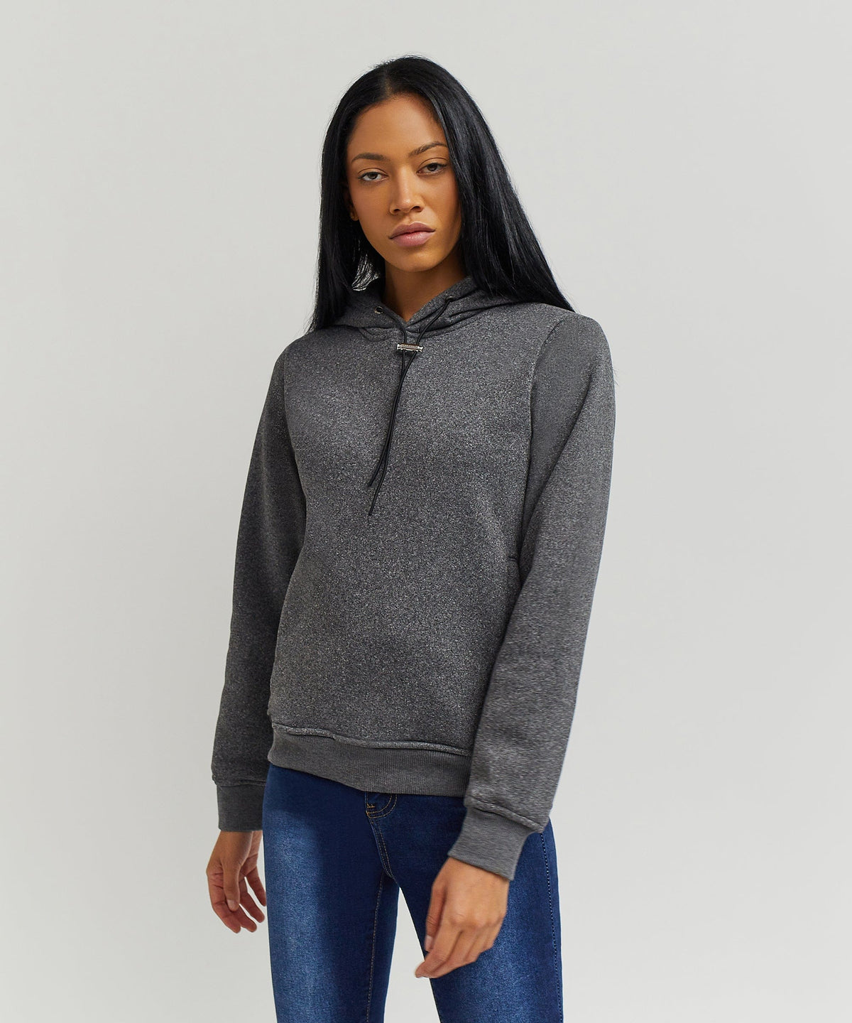 Reason Clothing Popular Wooster Women's Long Sleeve Hoodie - Grey