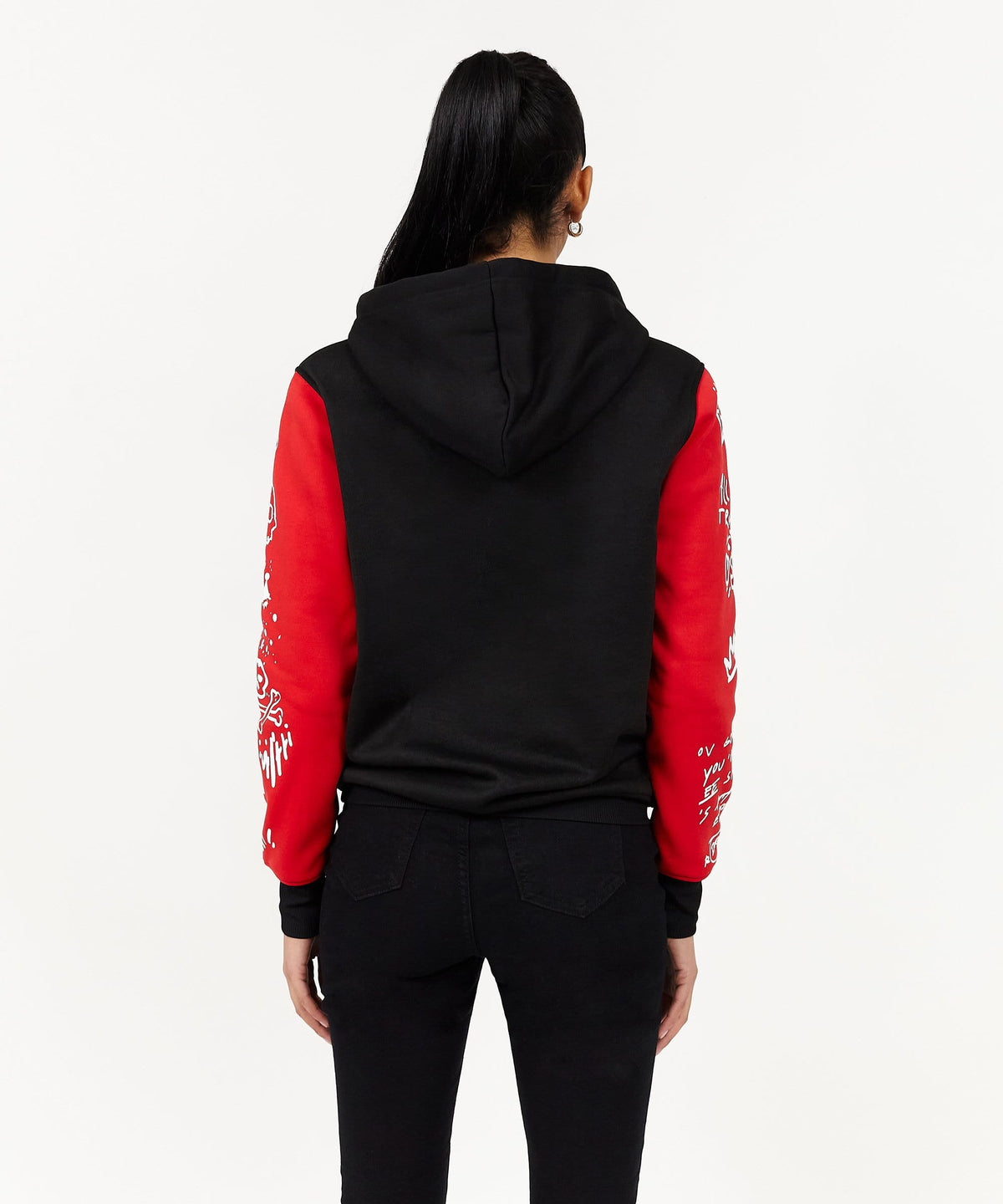 Reason Clothing Top Pick Princeton Women's Graphic Pull-Over Long Sleeve Hoodie - Black
