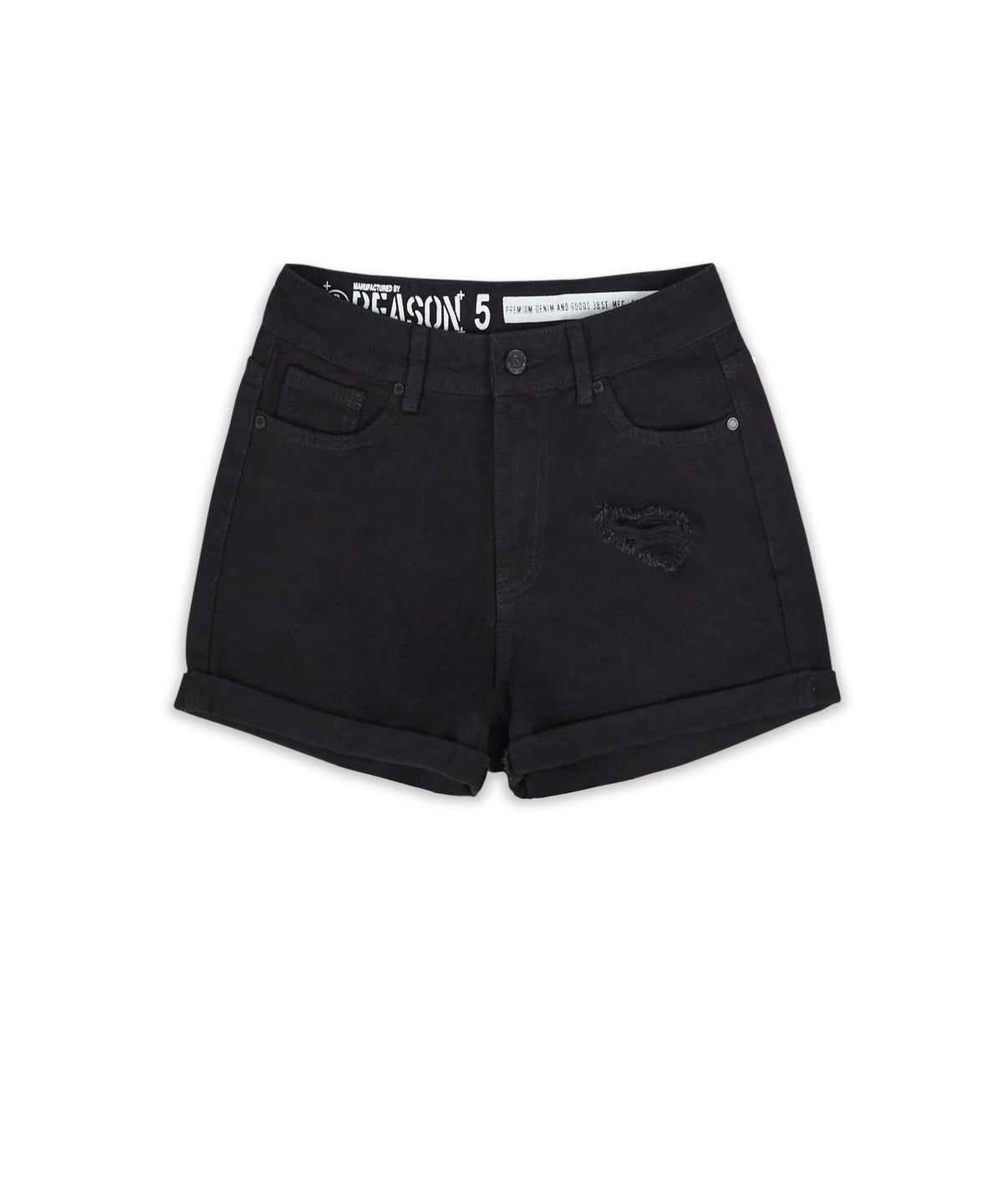 Reason Clothing Everyday After Hours Women's Distressed Denim Shorts - Black