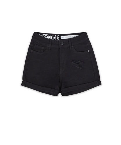 Reason Clothing Everyday After Hours Women's Distressed Denim Shorts - Black