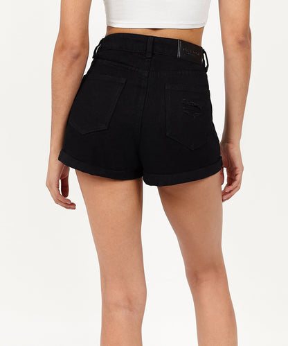 Reason Clothing Everyday After Hours Women's Distressed Denim Shorts - Black