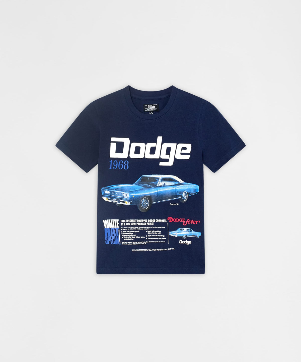 Reason Clothing Essential Dodge White Hat Special Kid's Graphic Short Sleeve Tee - Dark Blue