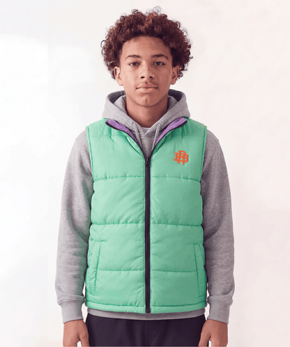 Reason Clothing Trusted Fresh Start Kid's Reversible Puffer Vest - Sage