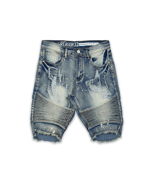 Reason Clothing Exclusive Kids Mini Hiram Denim Shorts - Blue