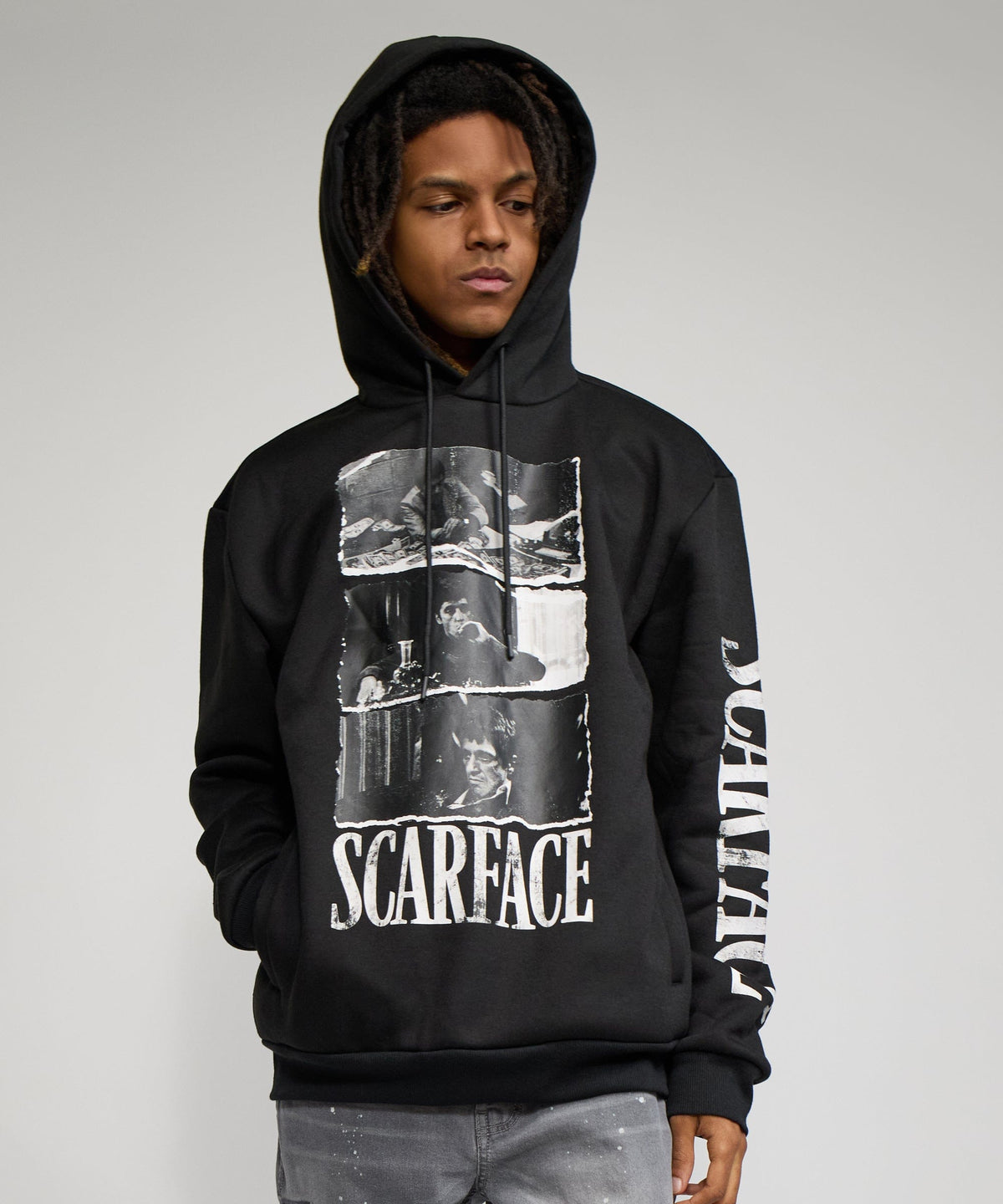 Reason Clothing Smart Buy Scarface Montage Graphic Hoodie - Black