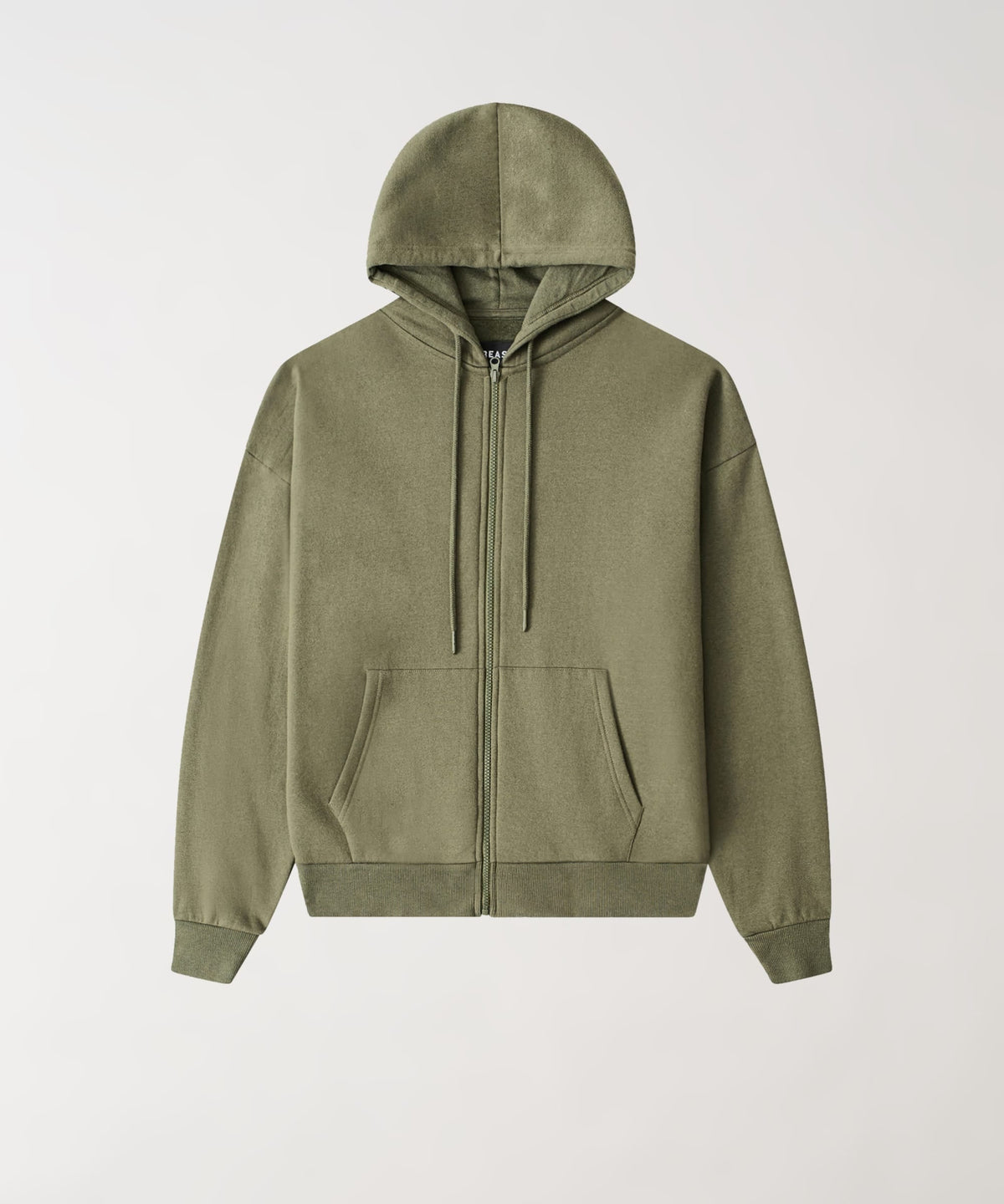 Reason Clothing Exclusive Essential Boxy Fit Zip Up Hoodie - Olive Green