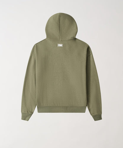 Reason Clothing Exclusive Essential Boxy Fit Zip Up Hoodie - Olive Green