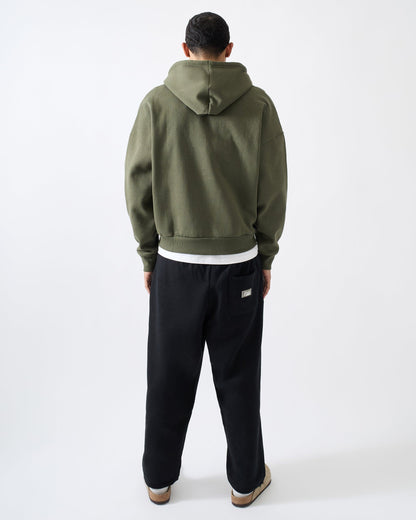 Reason Clothing Exclusive Essential Boxy Fit Zip Up Hoodie - Olive Green