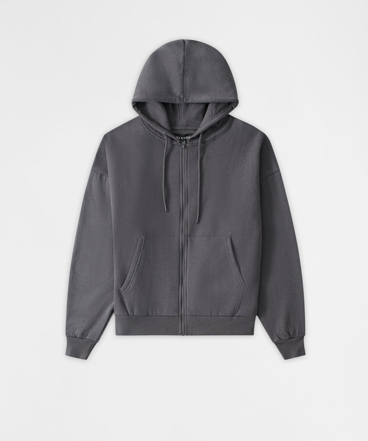 Reason Clothing Featured Essential Boxy Fit Zip Up Hoodie - Dark Grey