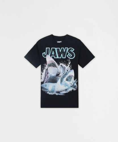 Reason Clothing Hot Sale Jaws Shark Attack Short Sleeve Tee - Black