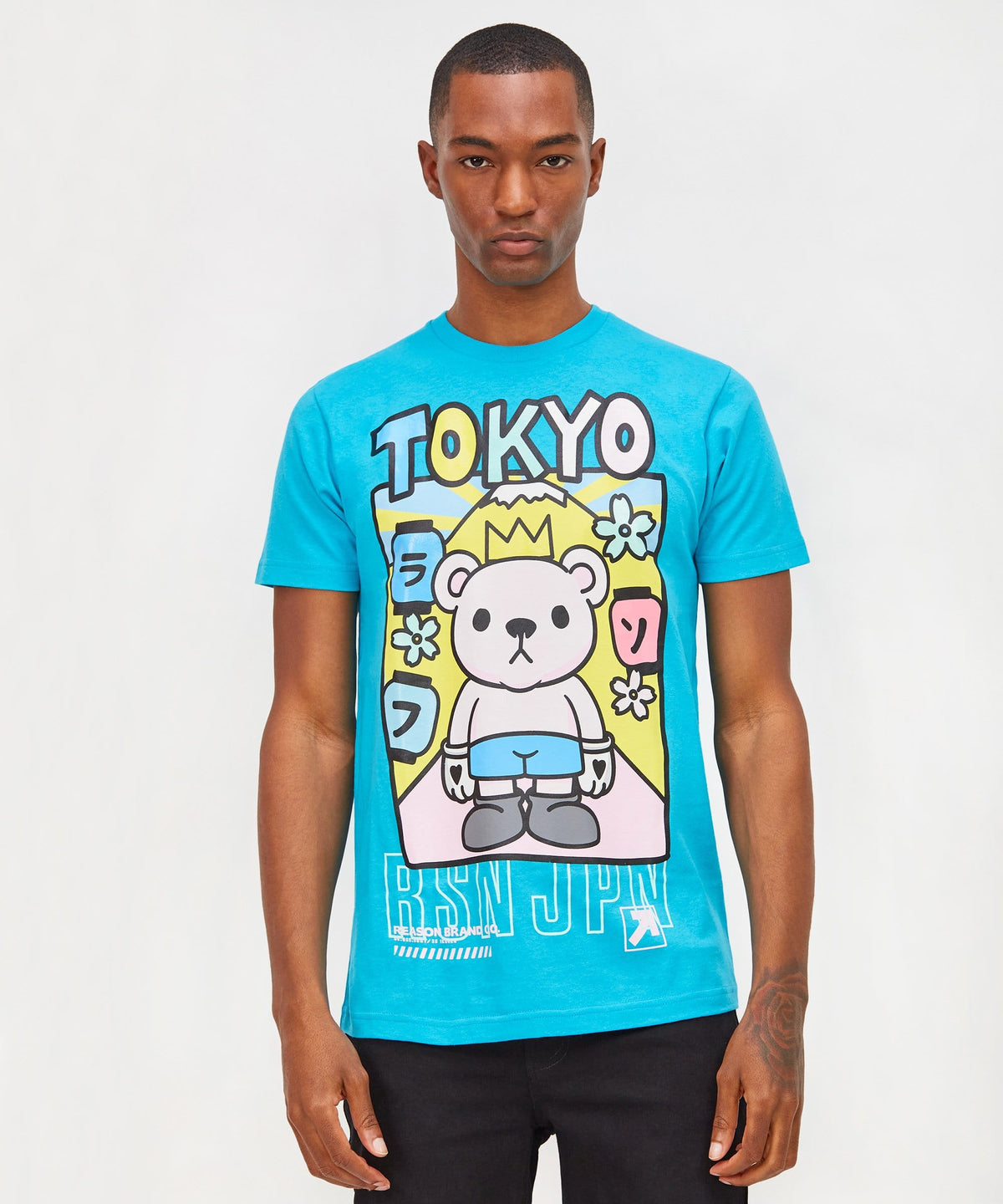 Reason Clothing Hot Sale Neo Tokyo Bear Graphic Tee - Blue