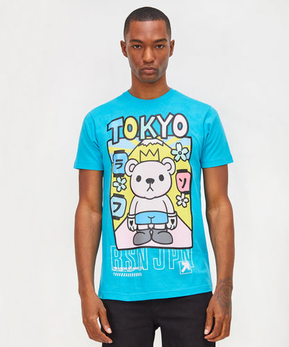 Reason Clothing Hot Sale Neo Tokyo Bear Graphic Tee - Blue