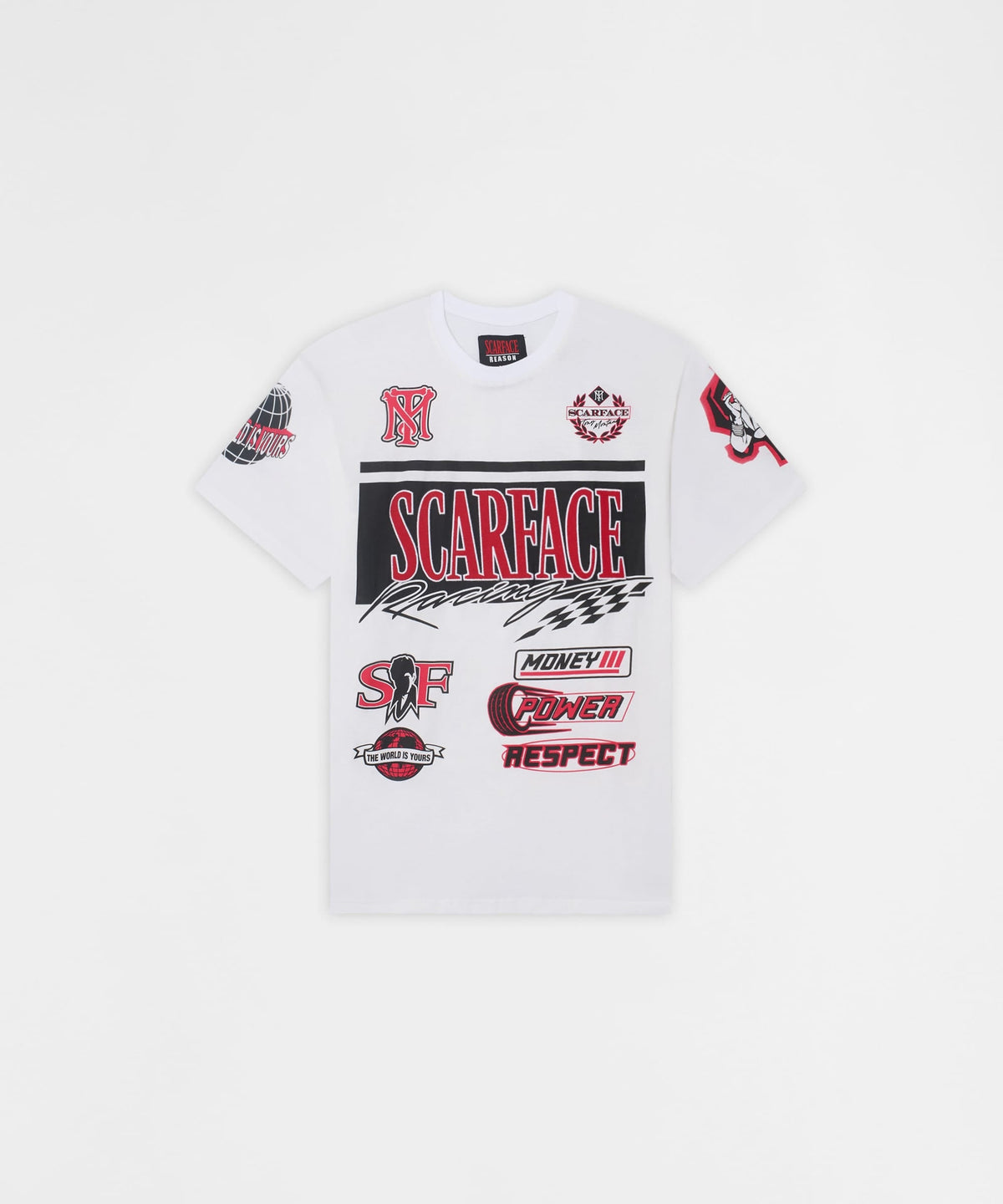 Reason Clothing Quality Scarface Racing Short Sleeve Tee - White