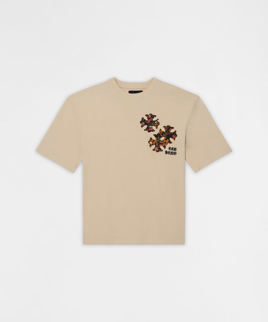 Reason Clothing Value Cross Applique Short Sleeve Tee - Cream